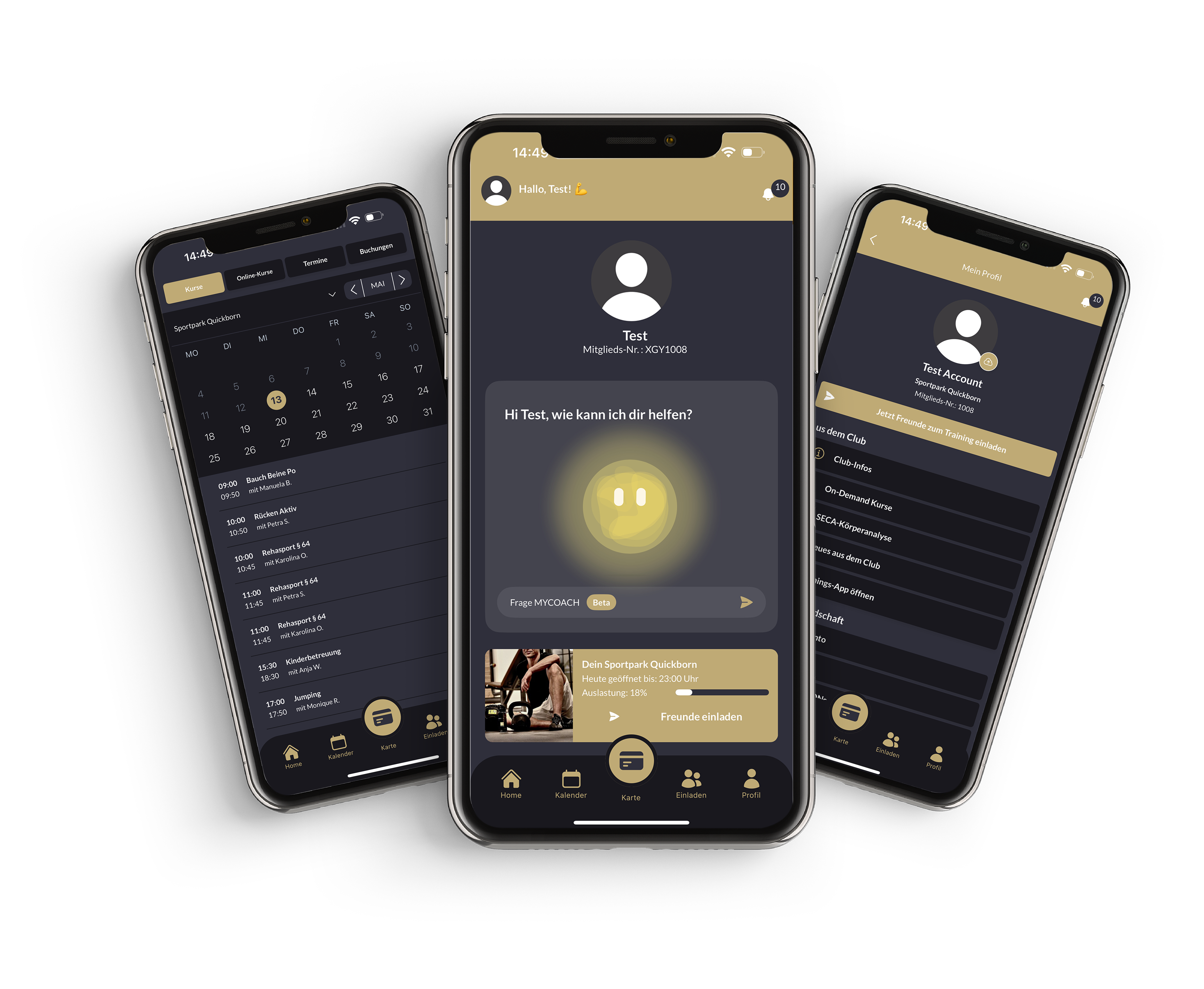 Mockup von der Sportpark Quickborn-Club-App